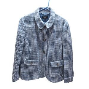 Talbots Womens Wool Blend Jacket Blazer Textured Button Front Pockets 16W